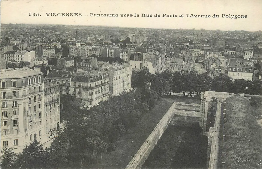Vincennes — Panorama in Richtung Rue de Paris und Avenue du Polygone — J. A. photo-édit. Vincennes, n° 585 - Vorderseite