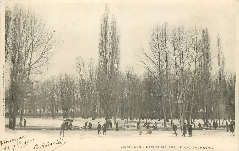 Vincennes - Patineurs sur le lac Daumesnil — E. Le Drevy, 7 rue Chaud-Bernard, Paris - Recto