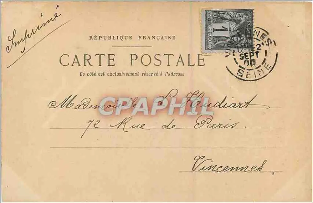 Vincennes — Ayuntamiento — foto E. Rostadt, n° 107 - Reverso