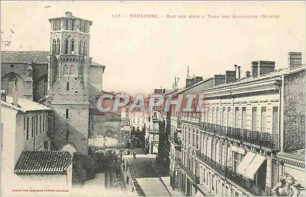 Toulouse, Rue des Arts à Tour des Augustins (Muréfi) — Phototypie Labouche Frères Toulouse, n°104 - Recto