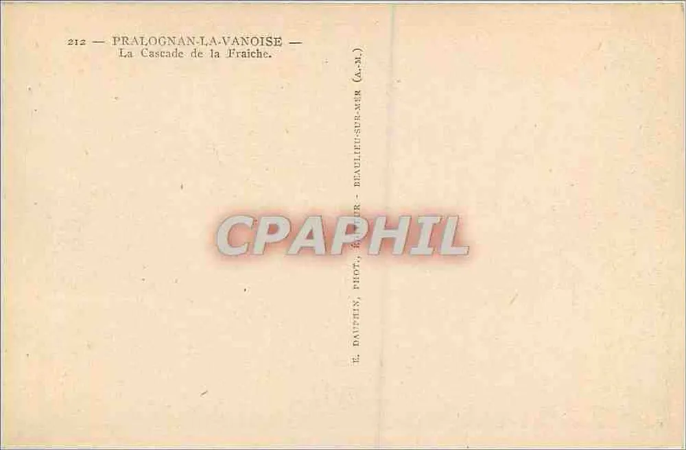 La Cascade de la Fraiche — Pralognan-la-Vanoise — É. Dauphin, Phot. - Biau lieu-sur-Mer (A.-M.) - Verso