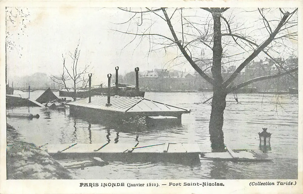París inundado (enero 1910) — Puerto San Nicolás — Colección Taride - Anverso