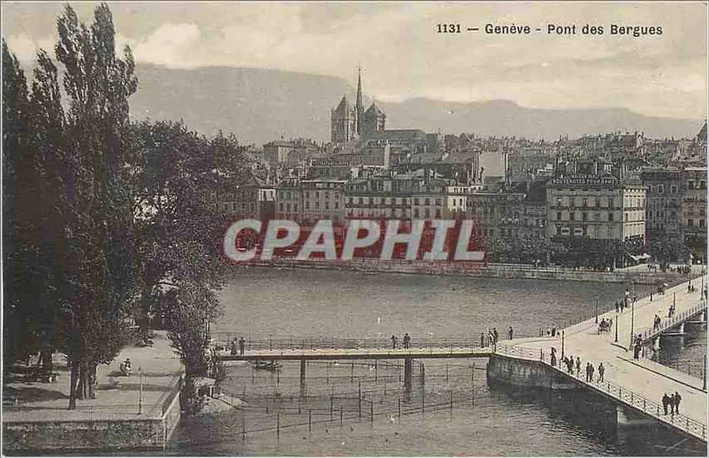 Genebra — Ponte dos Bergues — Phototypie Co, Neuchâtel - Frente
