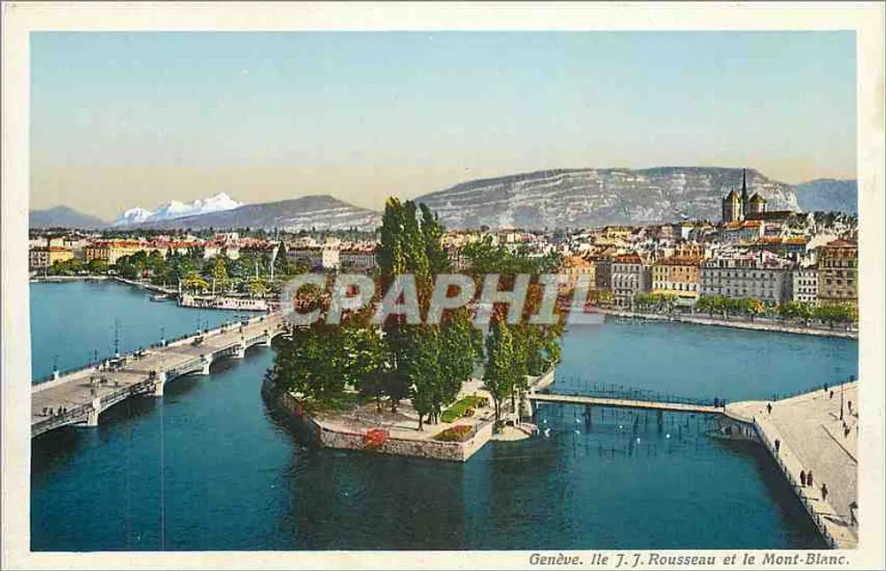 Genf. Insel J. Rousseau und der Mont-Blanc — Edition Paul Lebet, Genf, Nr. 11 - Vorderseite