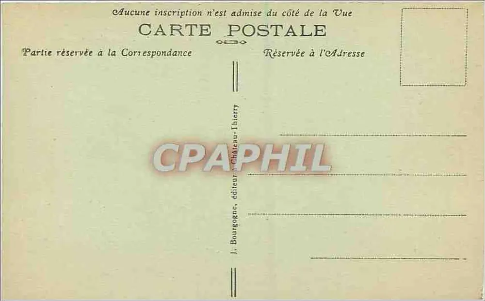 Tarjeta postal antigua Senlis (Oise) — La Iglesia de San Pedro y Tribunal de Comercio — J. Bourgogne, editor - Reverso