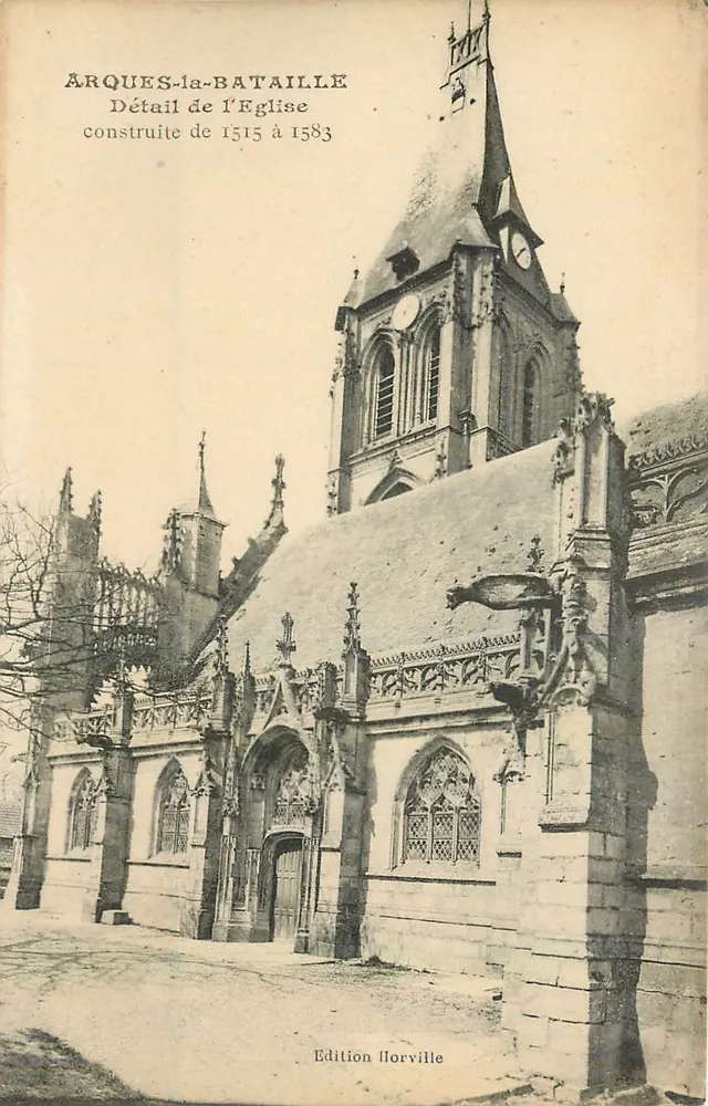 Arques-la-Bataille — Dettaglio della chiesa costruita tra il 1515 e il 1583 — Edizione Horville - Recto