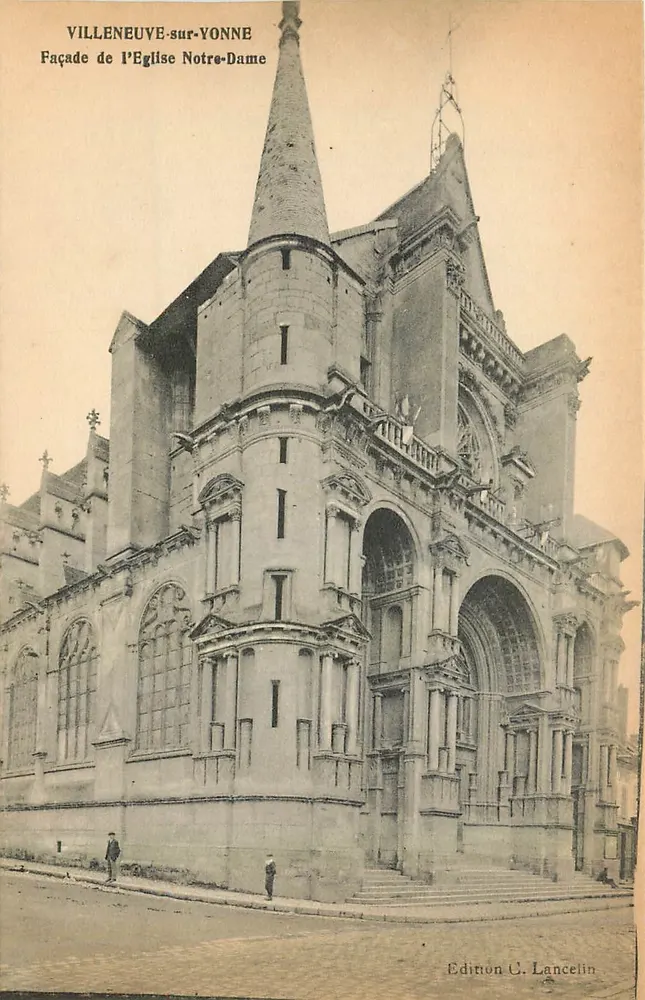 Villeneuve-sur-Yonne — Ansicht der Fassade der Kirche Notre-Dame — Ausgabe C. Lancelin - Vorderseite