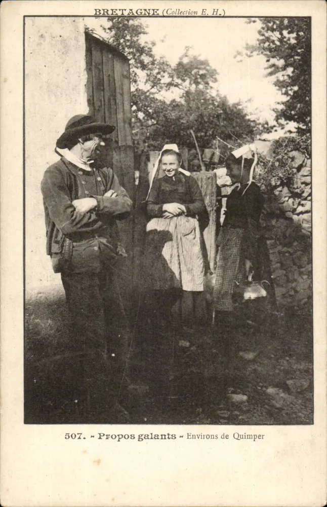 Bretanha (Coleção E.H.) — Propos galantes — Arredores de Quimper — n° 507 - Frente