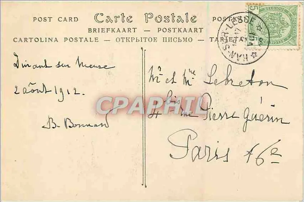 Dinant — Ansicht der Stadthäuser und Postämter — ND Phot. - Rückseite