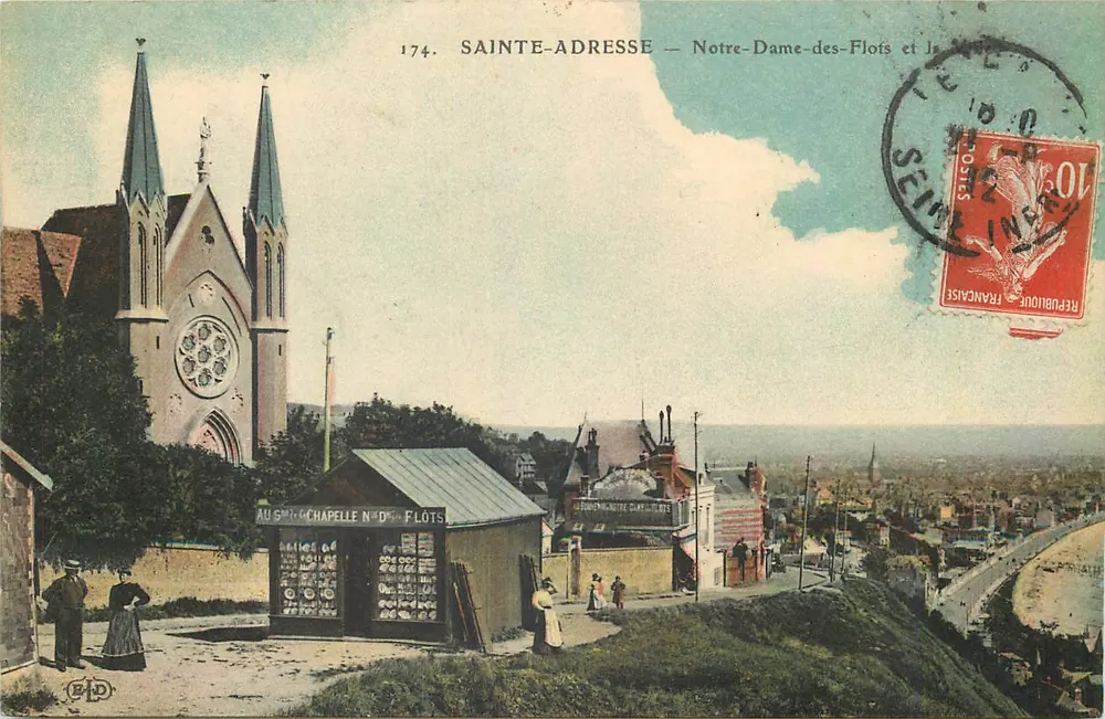 Sainte-Adresse — Notre-Dame-des-Flots e a capela N°d'Flots — editor P.D. n°174 - Frente