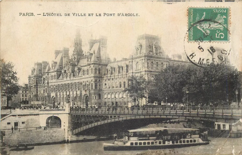 Paris — Rathaus und Pont d'Arcole — Verleger: ERP Nouv. Phot., 25, rue Fongaray, Paris - Vorderseite