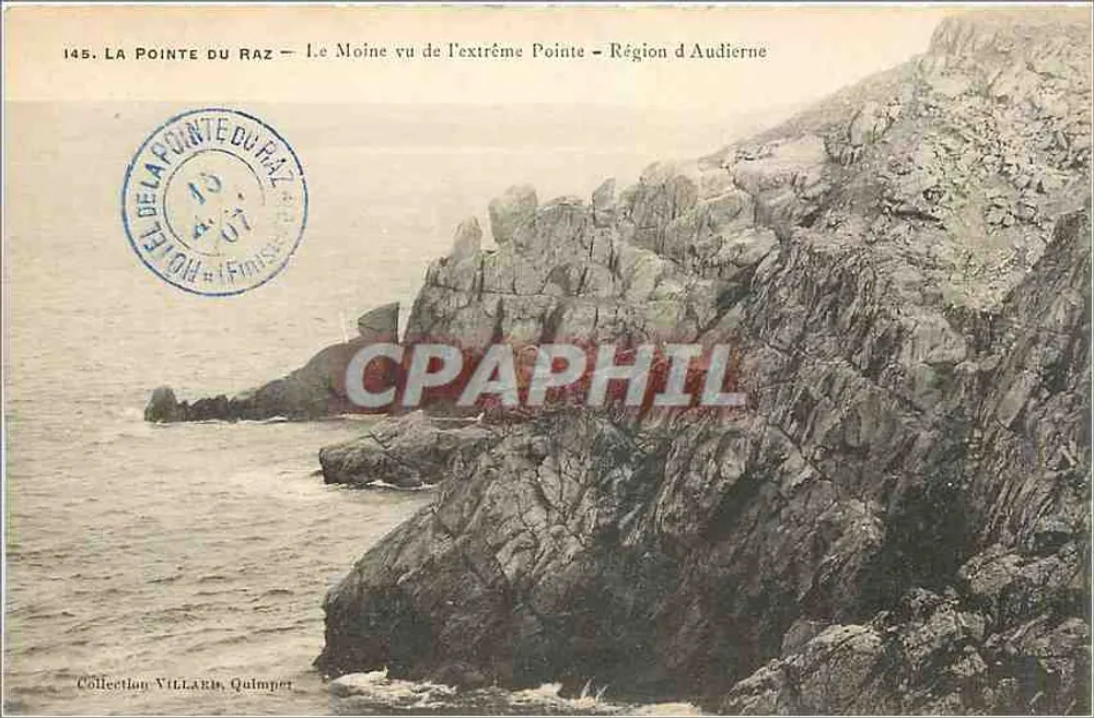A Ponta do Raz — O Monje visto da extremidade da Ponta — Região de Audierne — Coleção Villarès, Quimper - Frente
