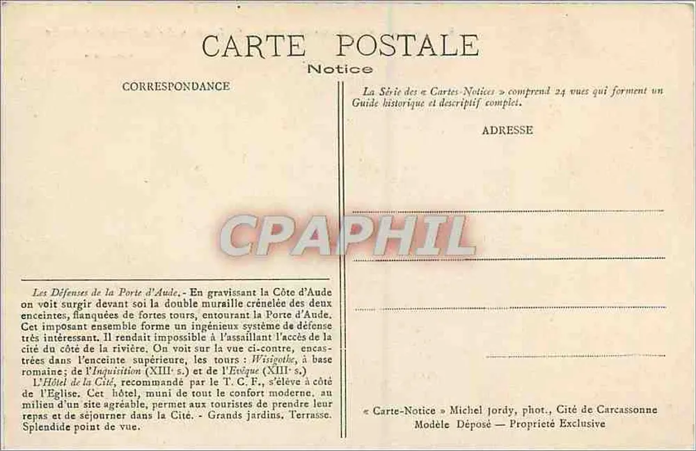 Carcassonne — Verteidigungen der Porte d'Aude — Hinweis - Rückseite