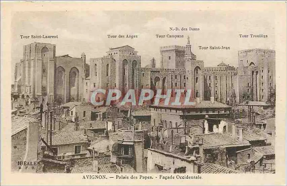 Avignon — Palácio dos Papas — Facha Oeste — Editor Idéale H.F.B. - Frente