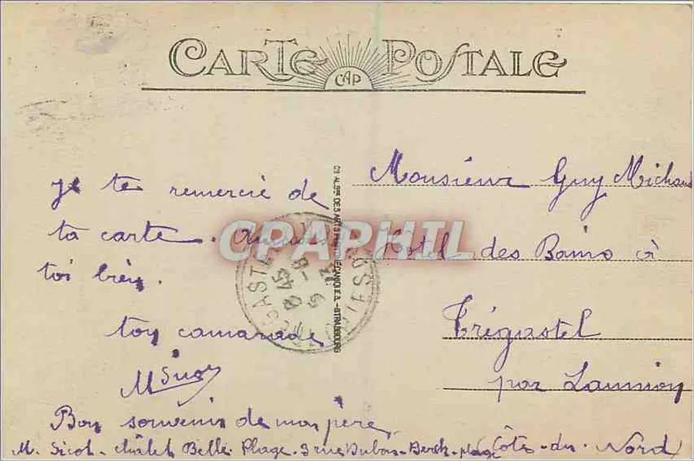 Berck-Plage - Vista geral da Praia com maré baixa — editor não identificado, n° de série 158 - Verso