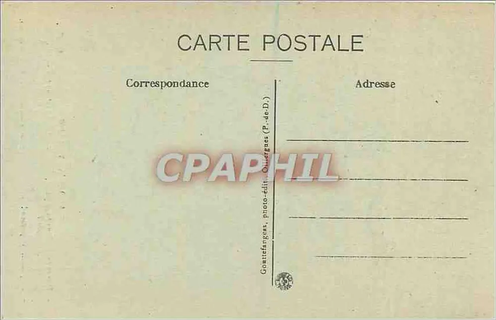 L'Auvergne — Cena de aldeia com casal em traje tradicional — G. d'O., n° 1010 - Verso
