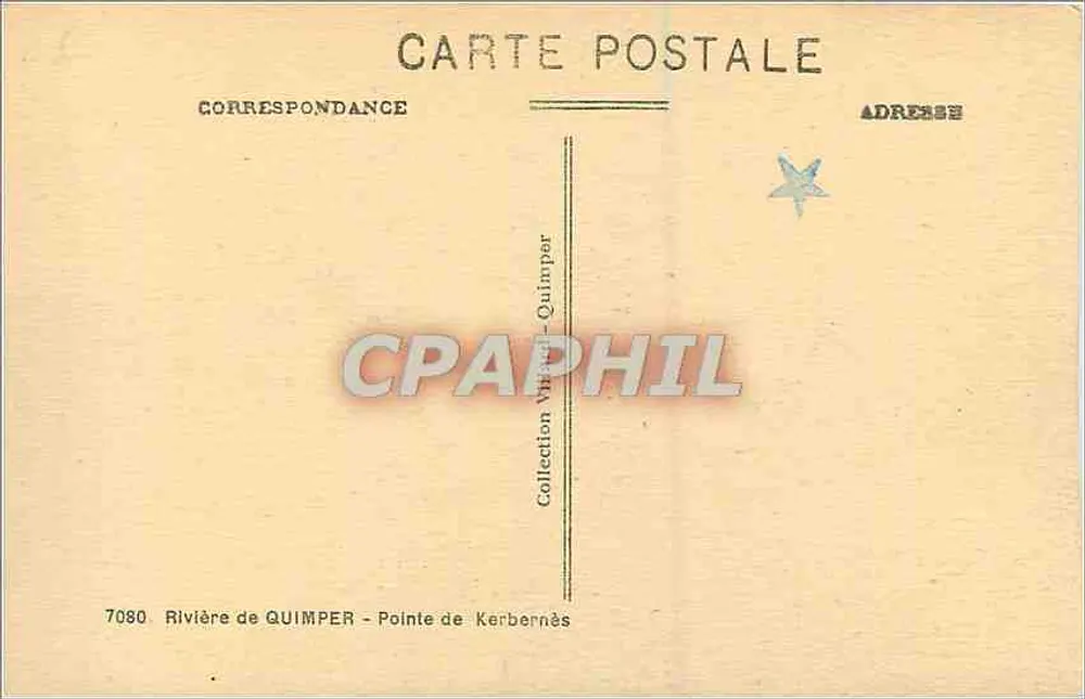 Riviera de Quimper - Ponta de Kerbernès — Coleção Postal 7080 - Verso