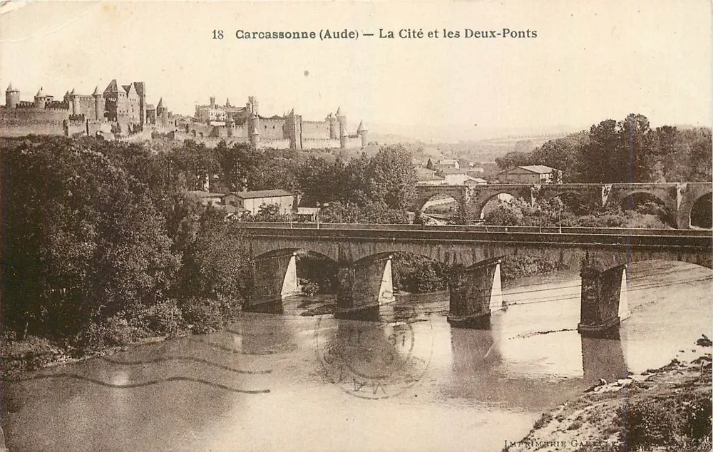Carcassonne (Aude) — La Cité et les Deux-Ponts — Imprimerie Gabet - Recto