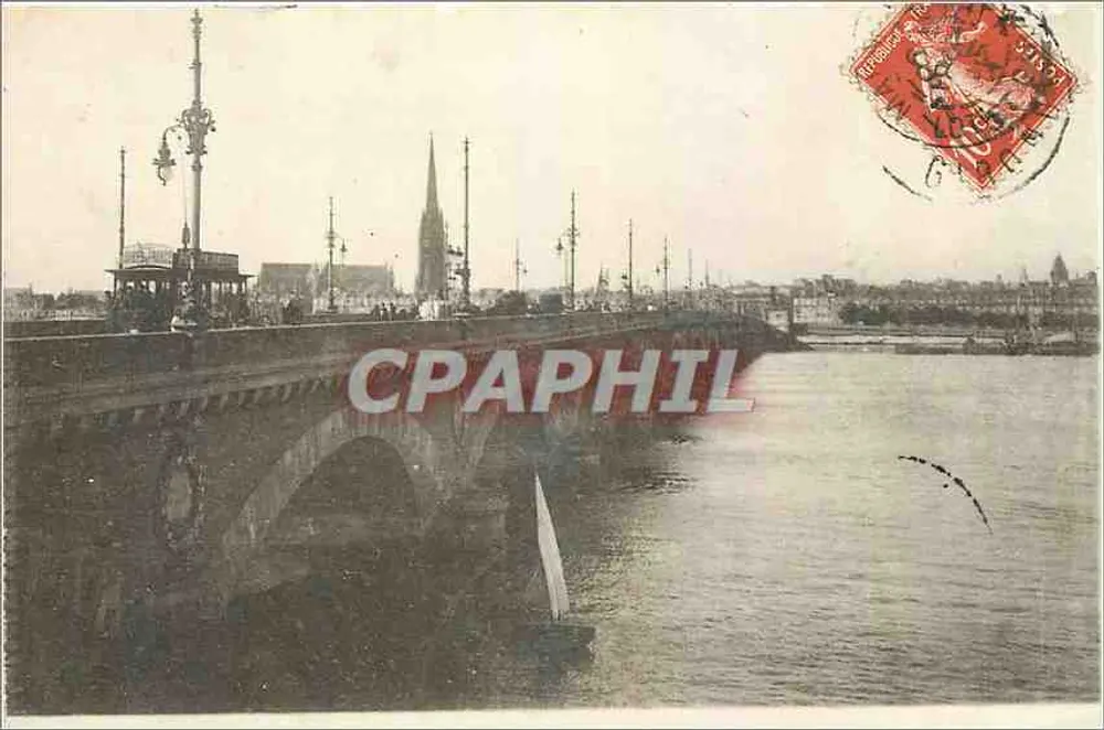 Ponte de Bordeaux — vista com barco a vela — editor J. B. Lefevre - Frente