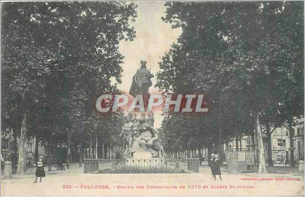 Toulouse - Denkmal der Kämpfer von 1870, rue St-Michel — Phototypie Lagouge Frères Toulouse, n°224 - Vorderseite