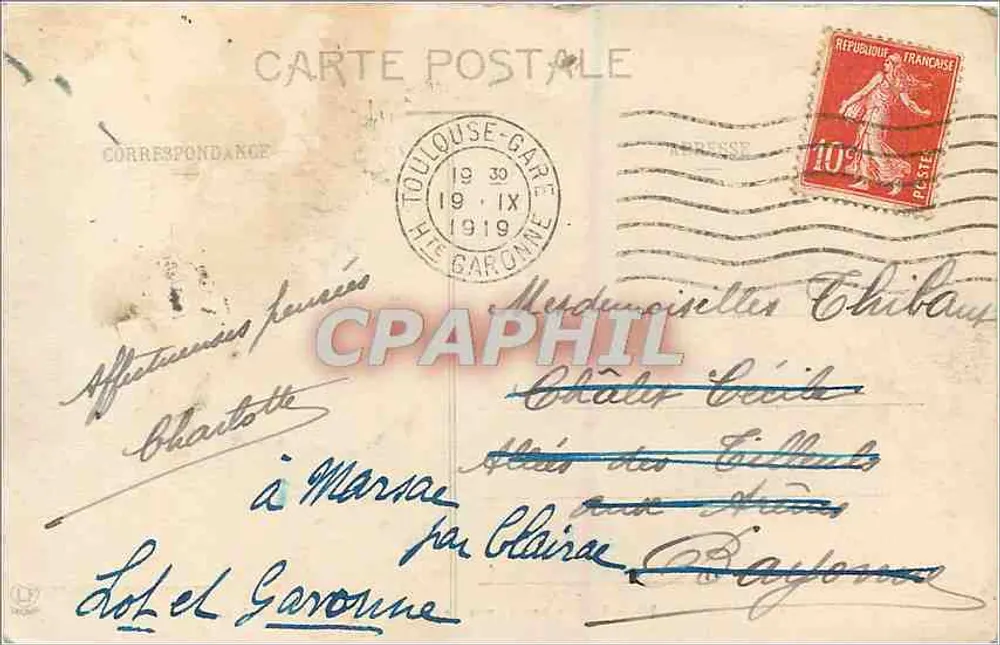 Toulouse - Denkmal der Kämpfer von 1870, rue St-Michel — Phototypie Lagouge Frères Toulouse, n°224 - Rückseite