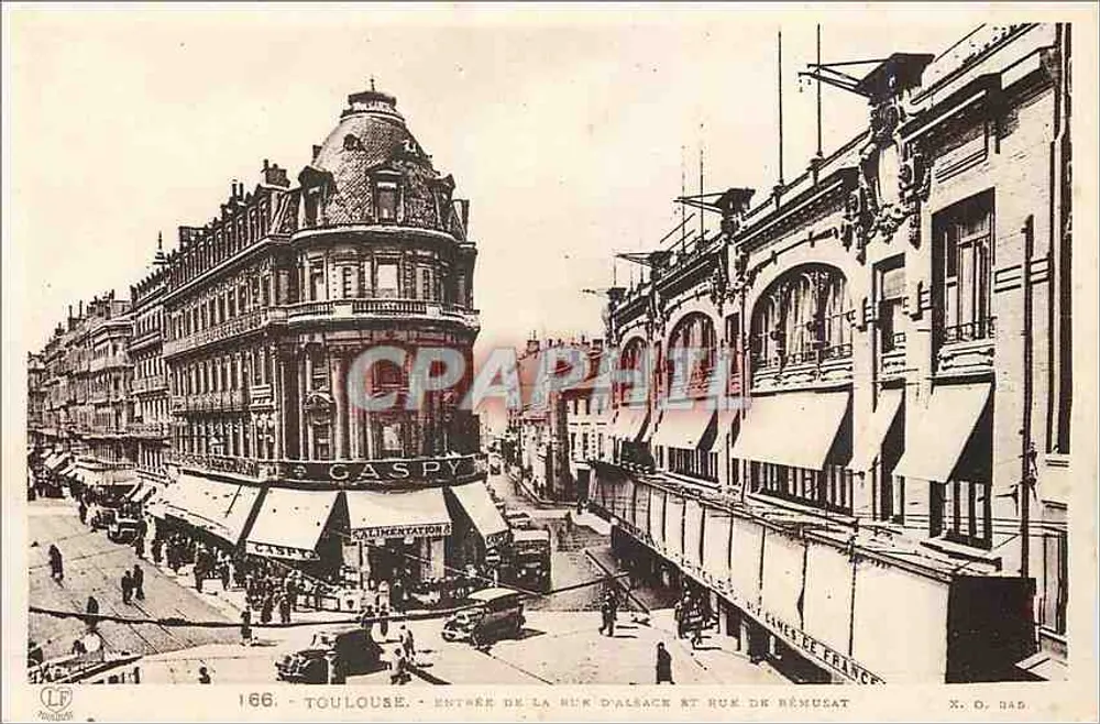 Toulouse — Entrée de la rue d'Alsace et rue de Bézusat — Éditeur X. O. Bas - Recto