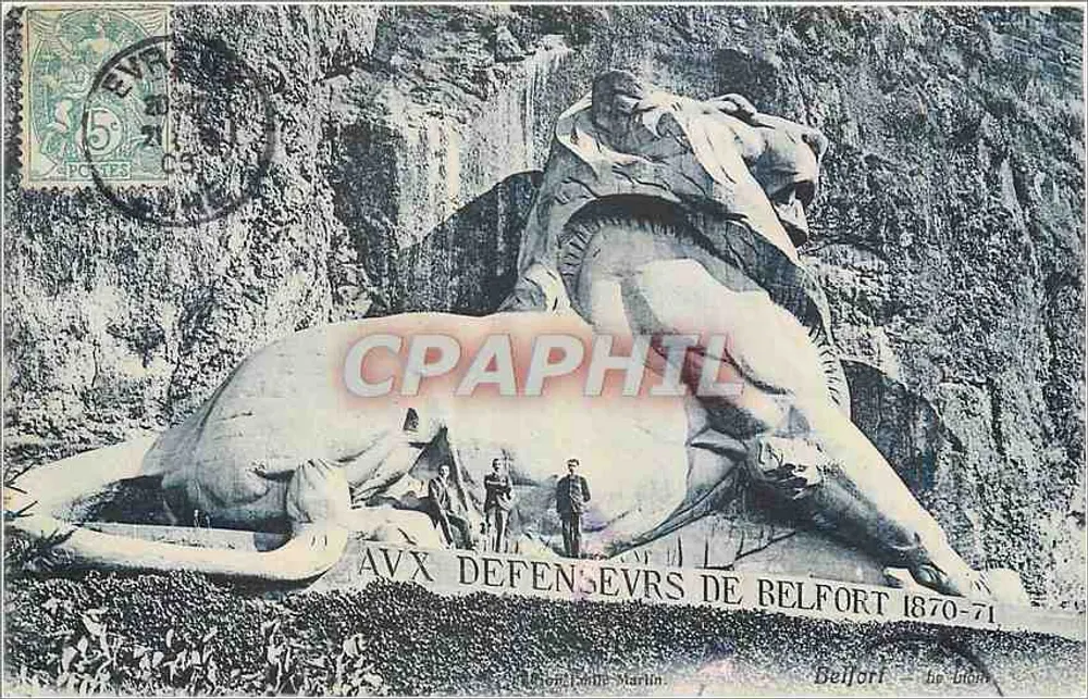 Monumento a los Defensores de Belfort — escultura del león — editor Mont Saint-Martin - Anverso