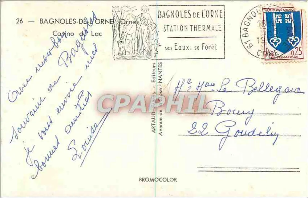 Casino du Lac — Bagnolles-de-l'Orne — éditeur Artaud, Nantes, n°26 - Verso