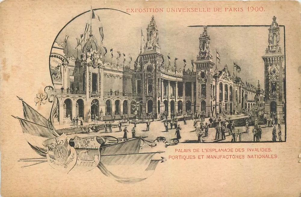 Palais de l'Esplanade des Invalides — Exposition Universelle de Paris 1900 — Éditeur non identifié, n° de série non visible - Recto