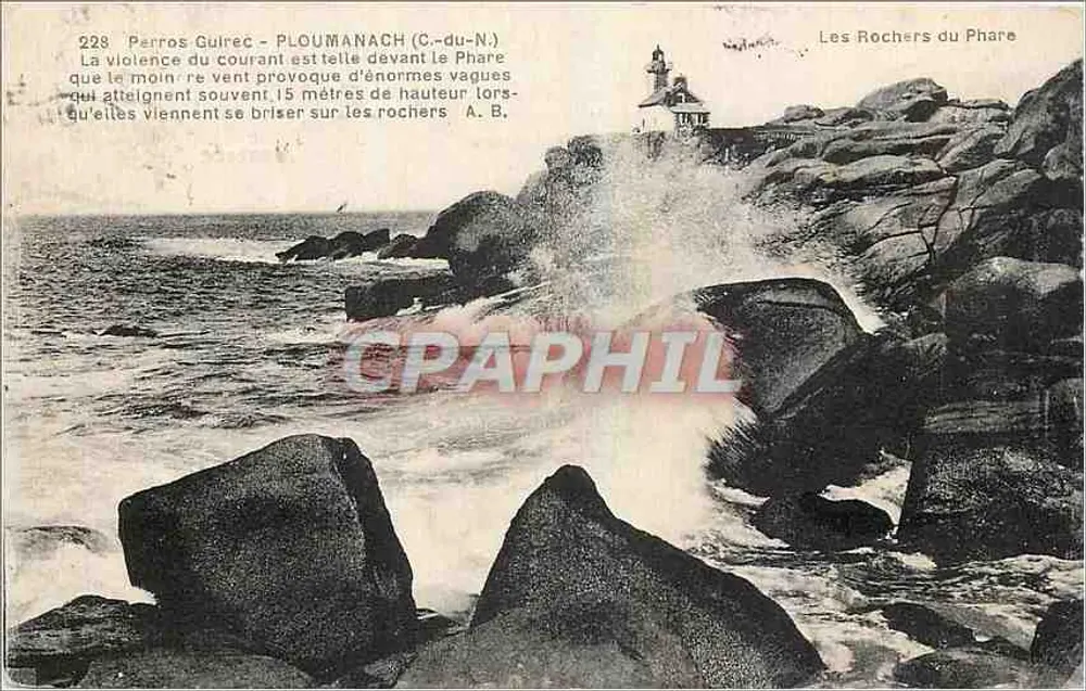 Os Rochos do Farol — Perros-Guirec (C.-du-N.) — Fototipia A. Paul, Angers - Frente