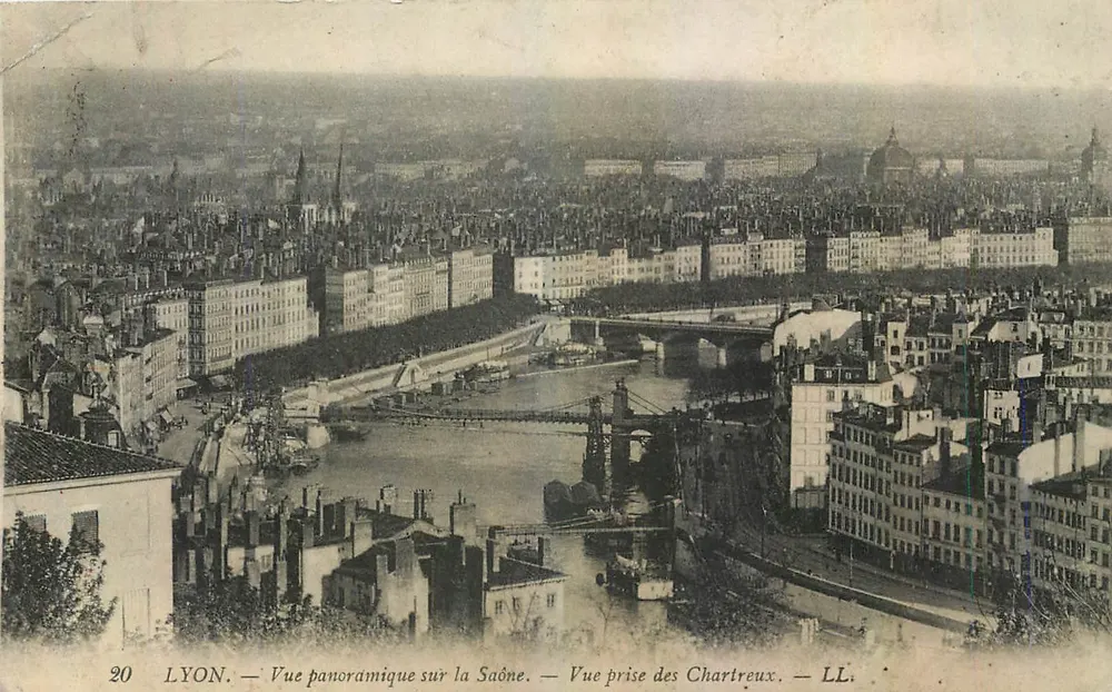 LYON — Panoramablick auf die Saône — Aufnahme vom Chartreux — LL. - Vorderseite