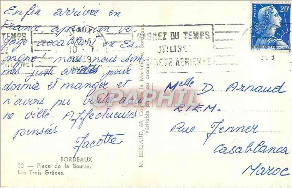 Fonte das Três Graças — Bordeaux — editada por Tito - Verso