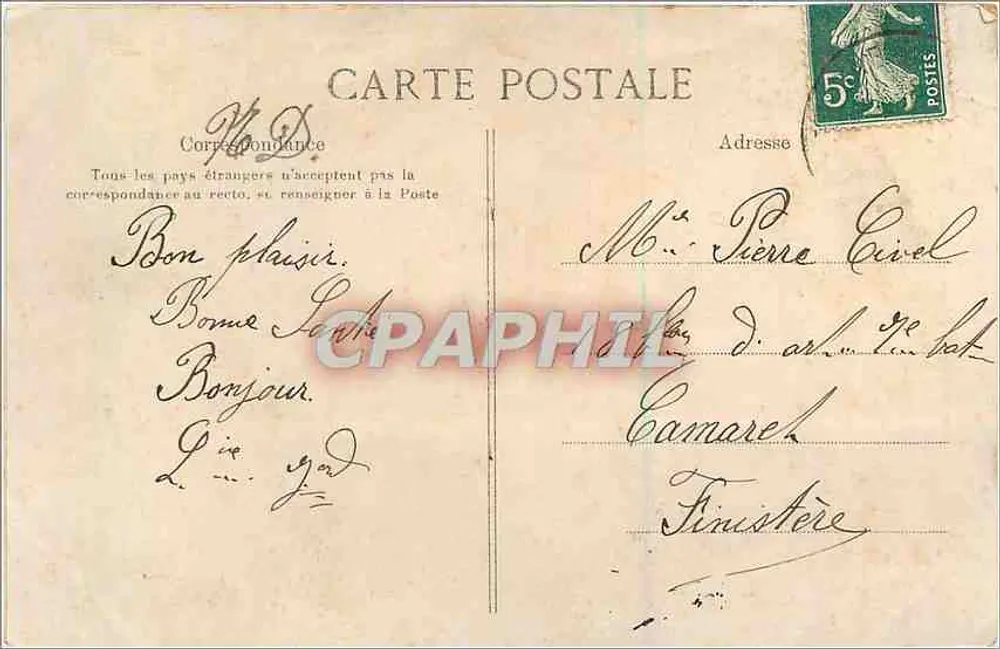 Une Pensée de Nantes — carte postale décorée d'une fleur de pensée contenant des vignettes de lieux nantais — éditeur F.D. (imprimé en bas à gauche) — n° de série non visible - Verso