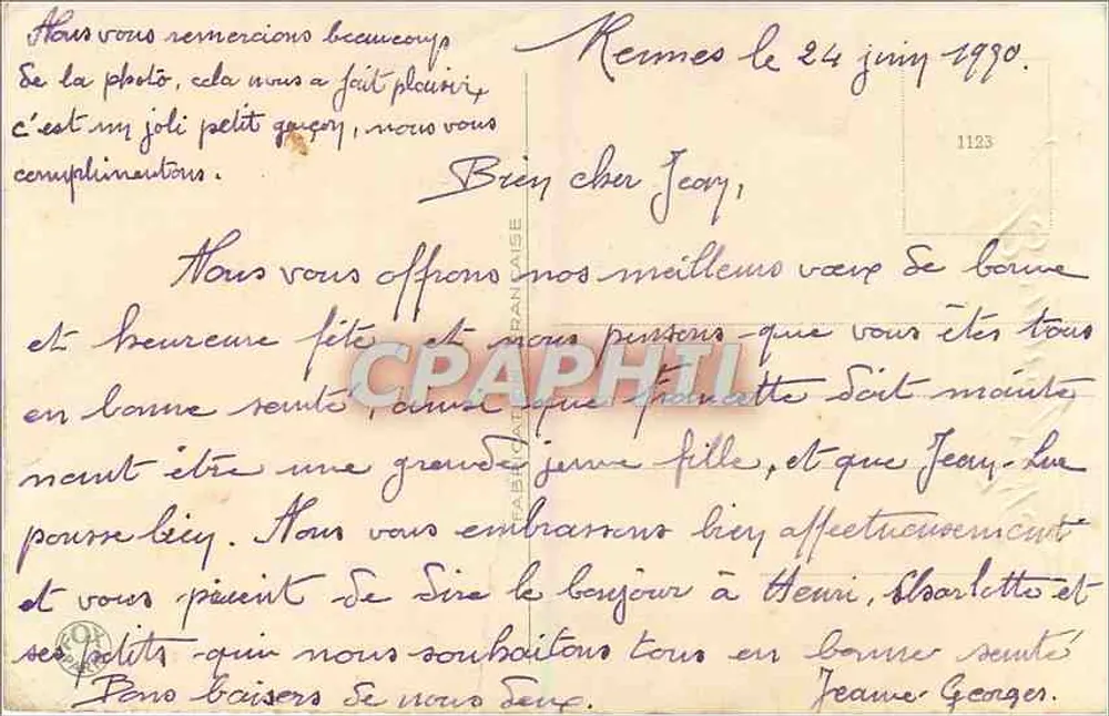 Enfant avec chats et roses — Bonne fête — éditeur non visible - Verso