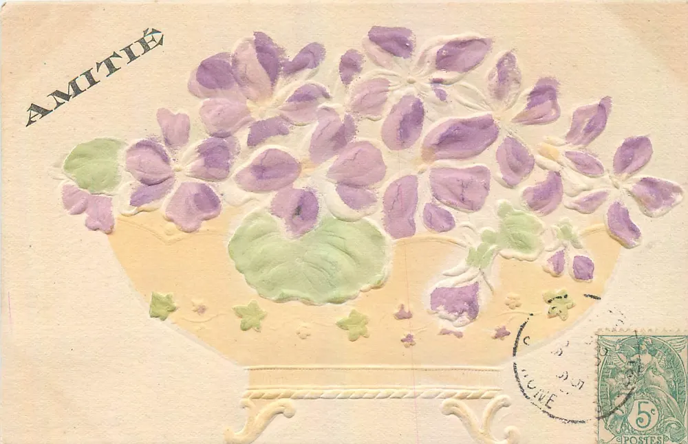 Violette dans un vase — kartka pocztowa z zaproszeniem — wydawca nieznany, numer serii nieczytelny - Awers