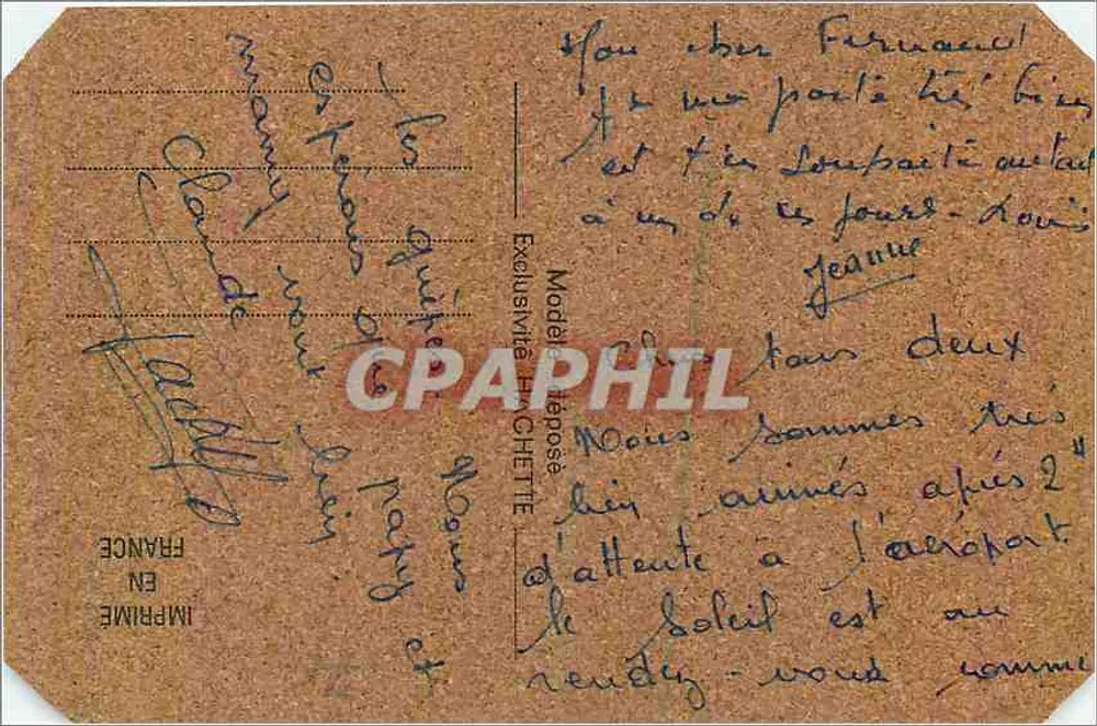 Carta postal de cortiça representando um mapa da Córsega — editor impressor na França - Verso