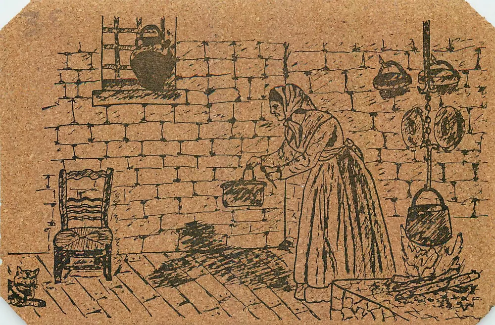 Mulher cozinhando em uma cozinha rustica — editor Fucono, França - Frente