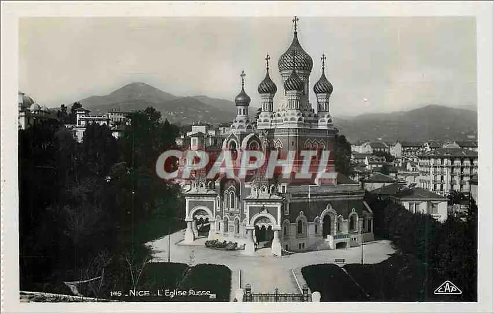 Niza - La Iglesia Rusa — Tarjeta postal antigua n°145, editor A.P. Shashbourg - Anverso