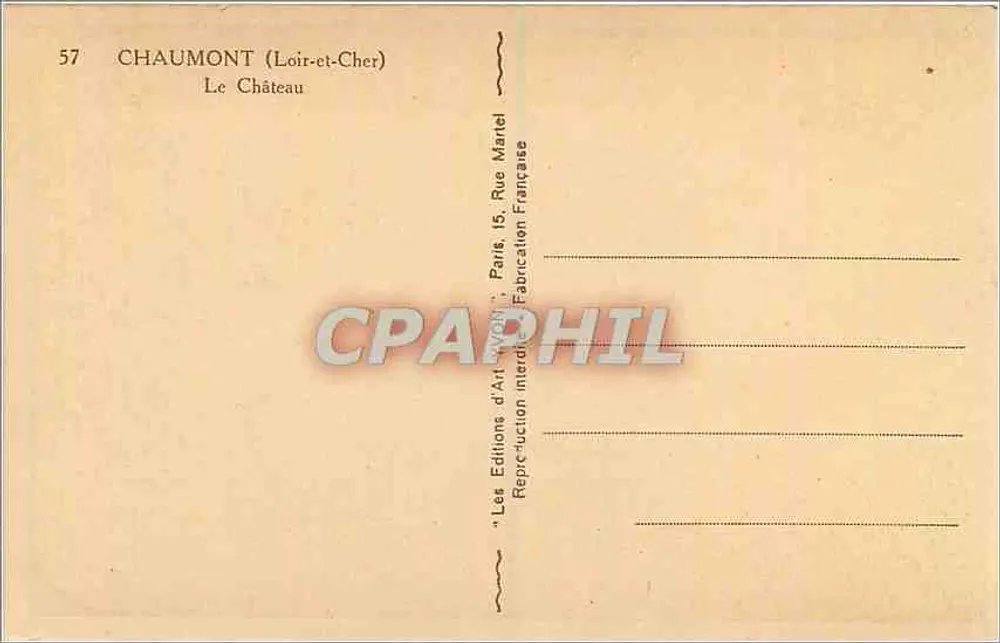 Chaumont (Loir-et-Cher) — O Castelo — Éditions d'Art Marlet - Verso