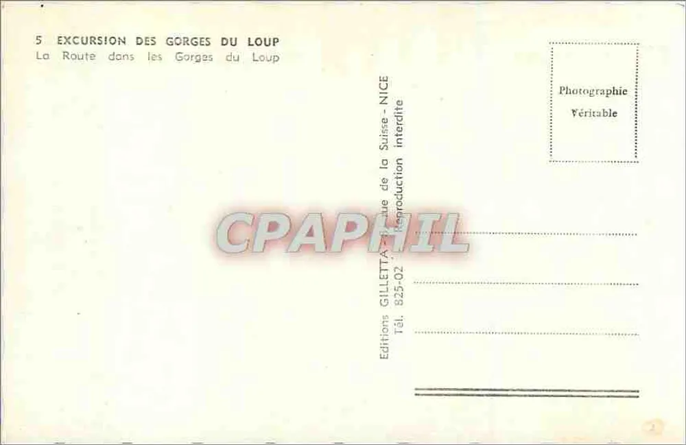 Gorges du Loup — Route dans les Gorges du Loup — Éditions Gilletta, NICE - Verso