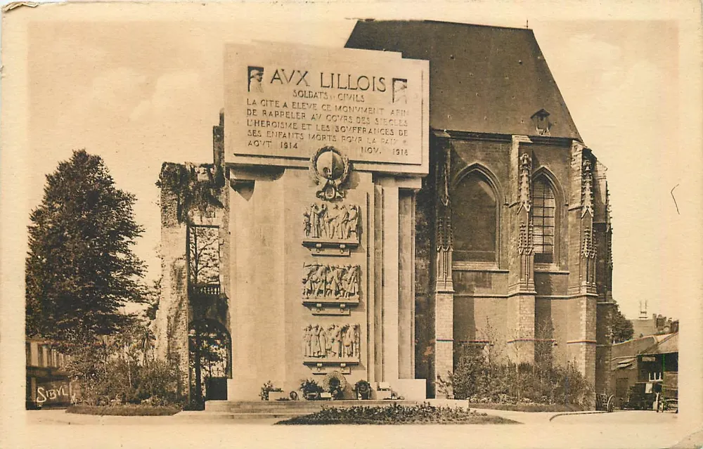 Gedenkstein für die Toten und die Ruinen des Palastes von Ribour — Lille — Soldaten und Zivilisten - Vorderseite