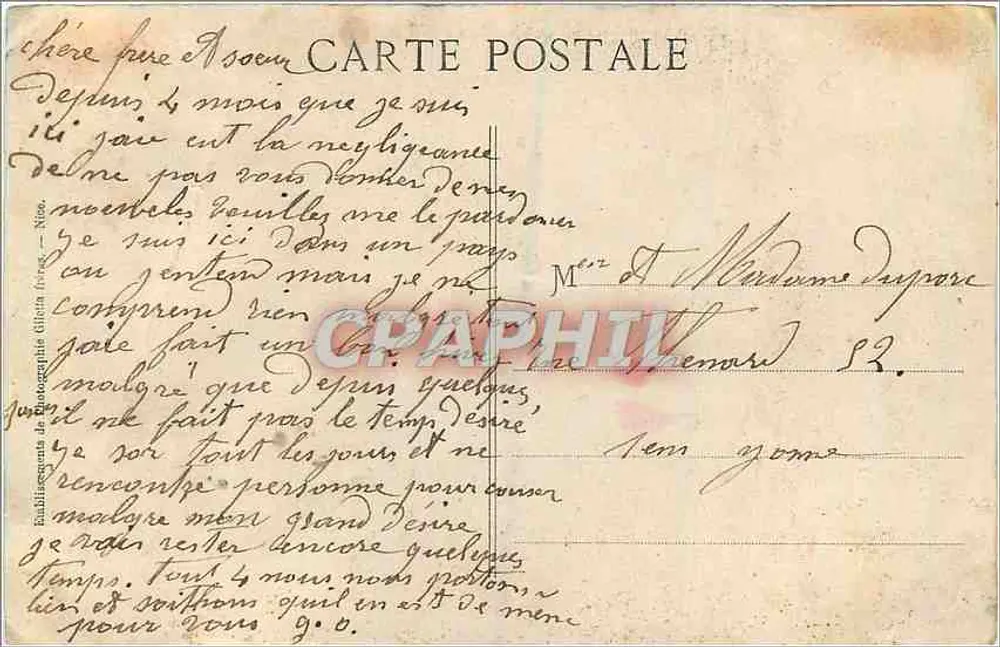 Menton - Monument de l'Annexion - Nouveaux Jardins — Édition Giletta, n° 949 - Verso