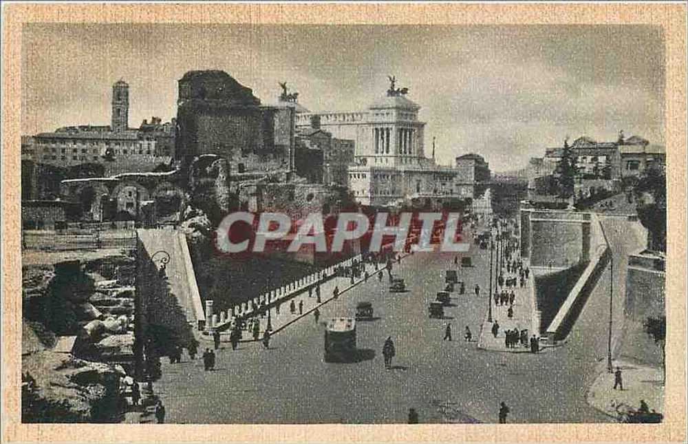 Roma — Vista da Via dell'Impero com o Vittoriano no fundo — editor desconhecido - Frente