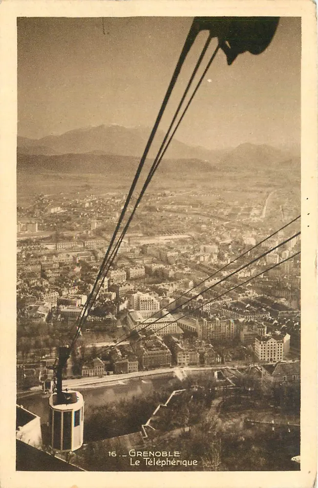 Grenoble — A vista do Teleférico — Braun & Cie, impr. Edith-Mulhouse-Dornach - Frente