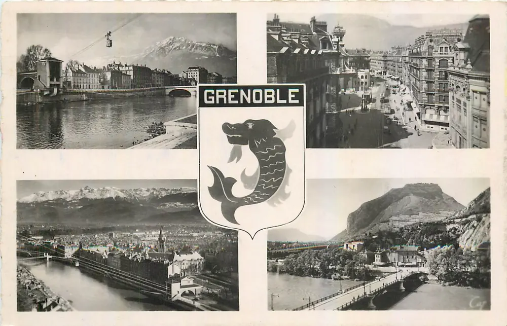 Grenoble — vista panorâmica com o dragão municipal — Cie des Arts Photométriques - Frente