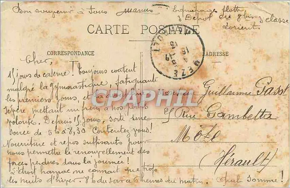 Marinheiro escrevendo uma carta — Coleção H. Laurent, Port-Lesney — Lanester, 14.08.1942 - Verso