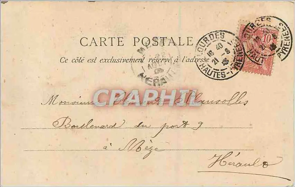 Lourdes — Pellegrinos diante dos Torneiras da Gruta — D. T., Editor, Lourdes - Verso