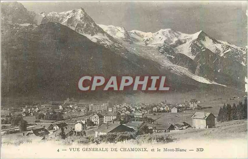 Vista geral de Chamonix e o Mont-Blanc — ND — Editor: Lévy & Neurdein, Paris - Frente