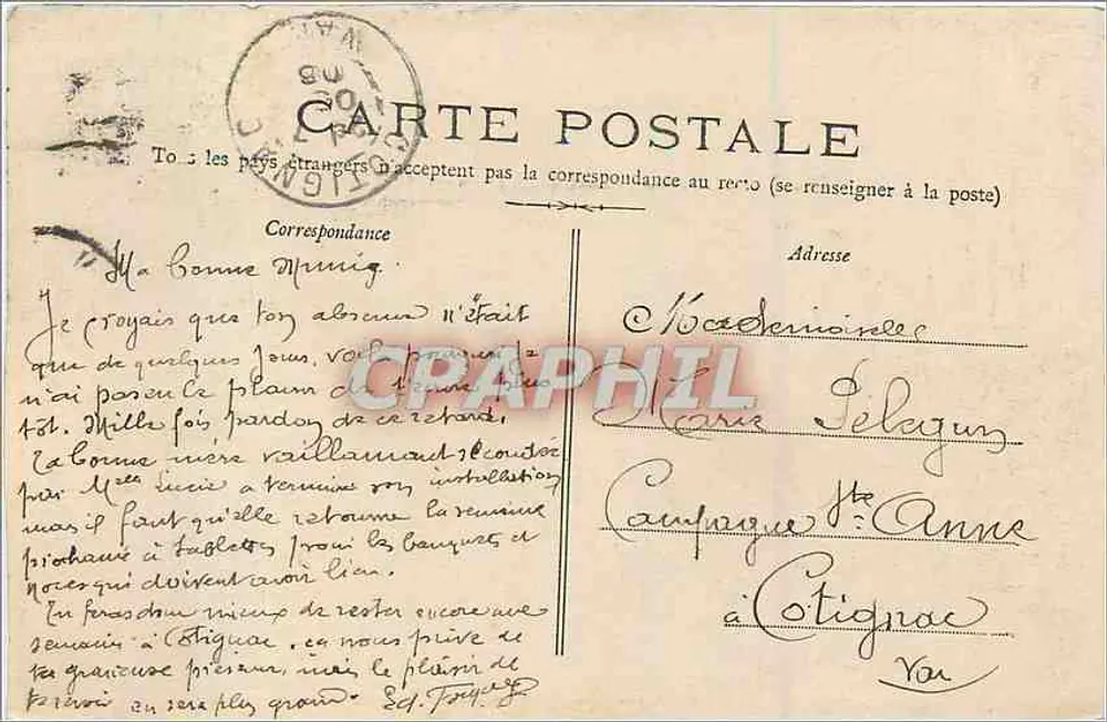 Toulon — Einfahrt in den Hafen. La Petite Parre — Antike Ansichtskarte n°2 - Rückseite