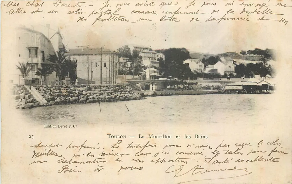 Toulon — O Mourillon e os Bains — Edição Levret et C°, n°25 - Frente
